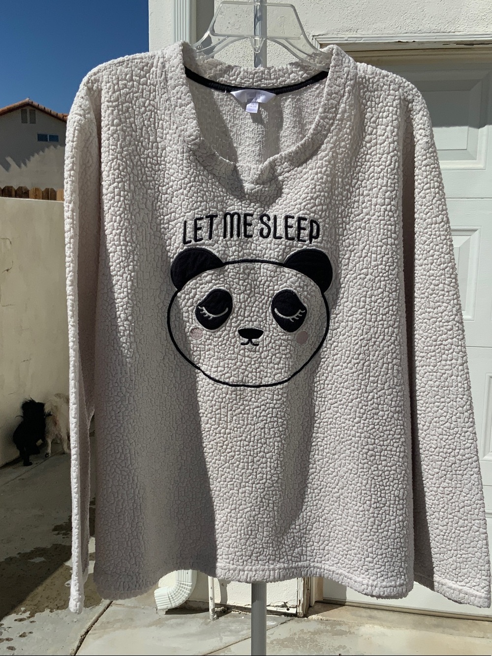 Cozy Fleece Panda Sleep Top - Cream